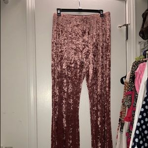 Rose Gold Velvet Flared Pants